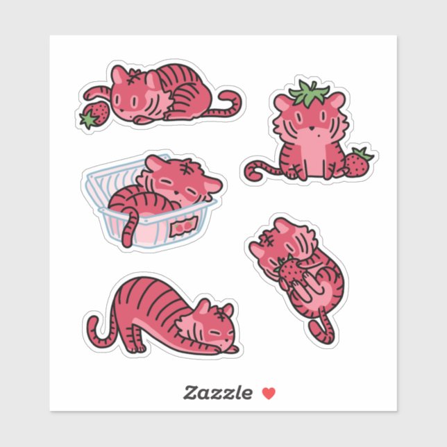 Strawberry Tiger Sticker Pack (Sheet)