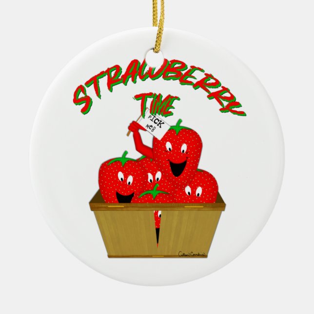 Strawberry Time! Ceramic Tree Decoration (Front)