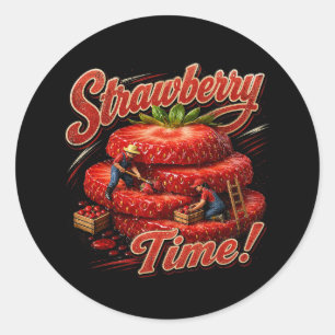 Strawberry Time! Classic Round Sticker