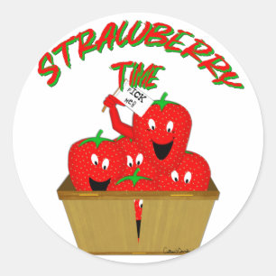 Strawberry Time! Classic Round Sticker