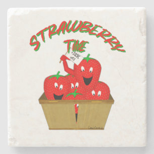 Strawberry Time! Stone Coaster