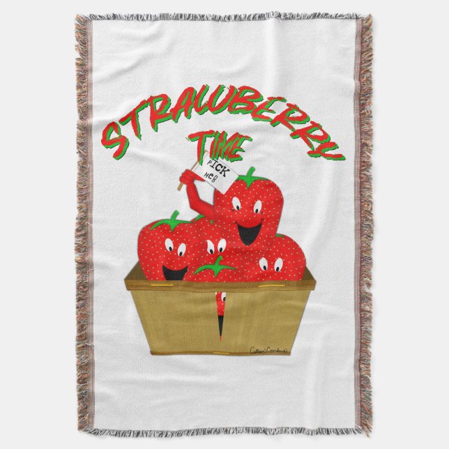 Strawberry Time! Throw Blanket (Front Vertical)