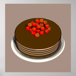 Strawberry Topped Chocolate Cake Poster