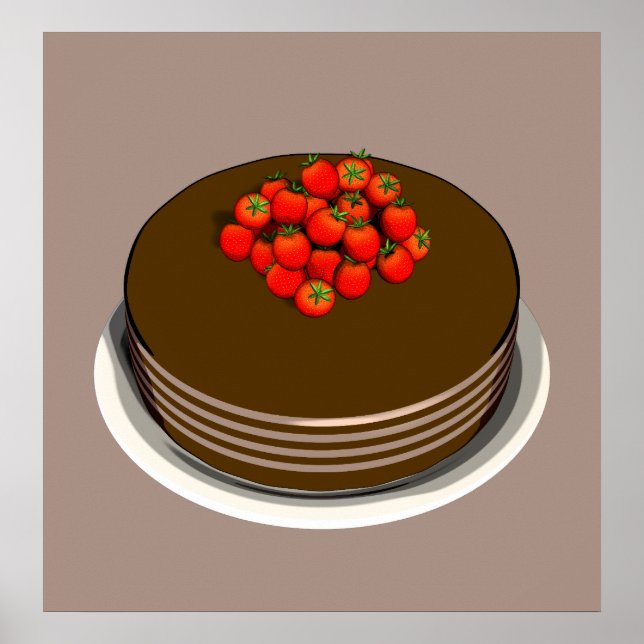 Strawberry Topped Chocolate Cake Poster (Front)