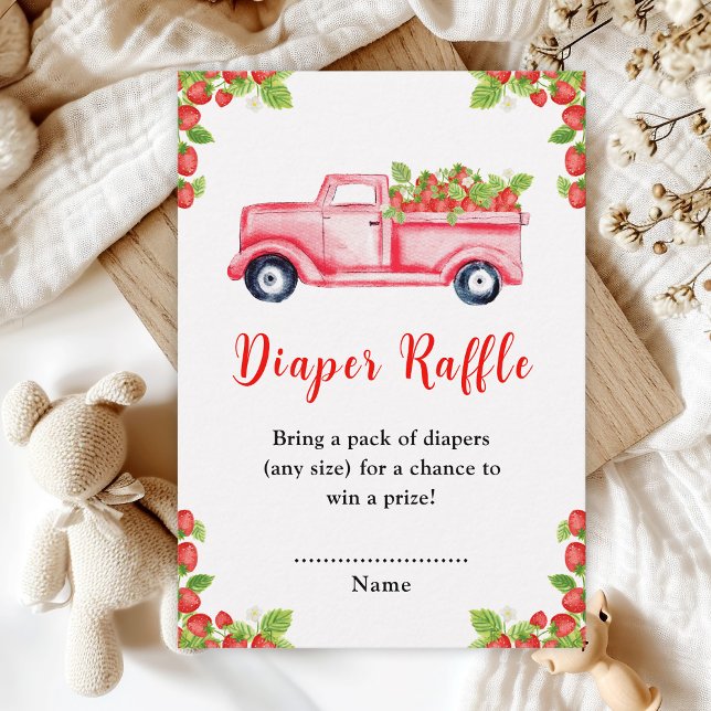 Strawberry Truck Baby Shower Diaper Raffle Enclosure Card (Creator Uploaded)