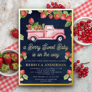 Strawberry Truck Berry Sweet Baby Shower Navy Gold