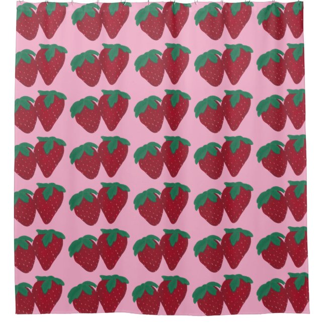 Strawberry Two Strawberries Fruit Shower Curtains (Front)