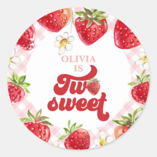 Strawberry Two Sweet 2nd Birthday Classic Round Sticker