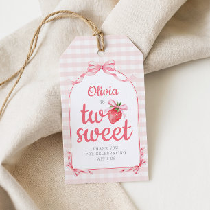 Strawberry Two Sweet Girl 2nd Birthday Gift Tags