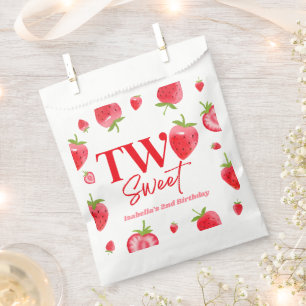 Strawberry Two Sweet Pink Red 2nd Birthday Party Favour Bags