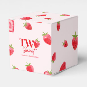 Strawberry Two Sweet Pink Red 2nd Birthday Party Favour Box