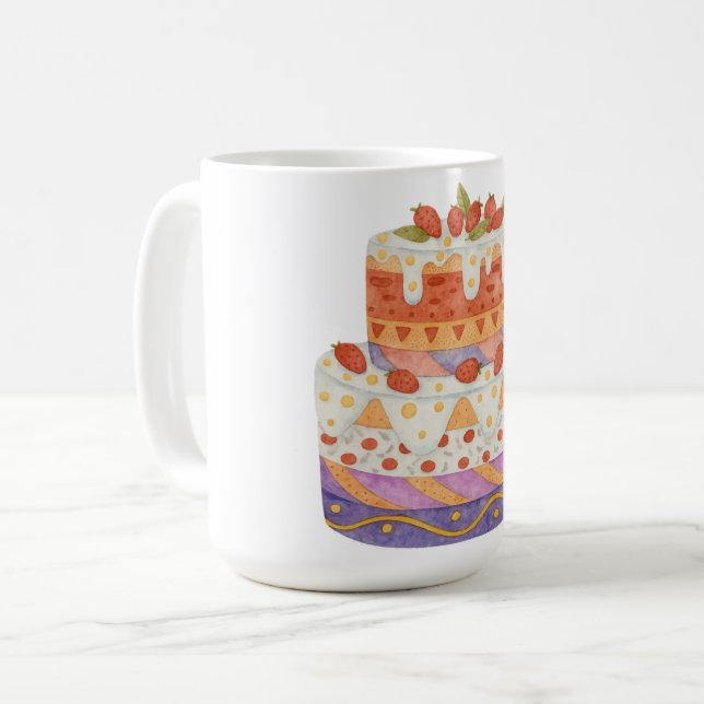 Strawberry two-tier cake coffee mug (Front Left)