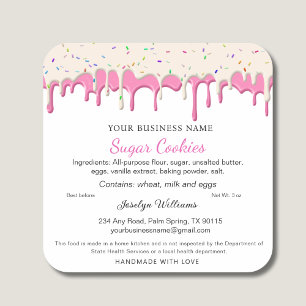 Strawberry & Vainilla Frosting Drip Cottage Law Square Sticker