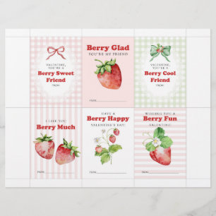 Strawberry Valentine Cards for Kids Custom Letterhead