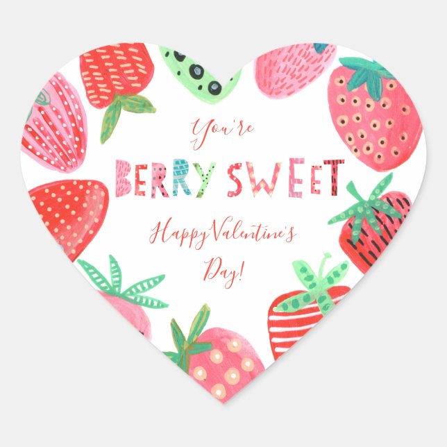 Strawberry | Valentine | Red | Round Sticker (Front)