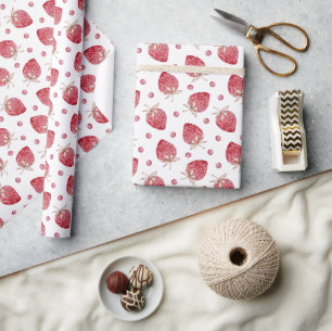 Strawberry Valentine's Day Wrapping Paper