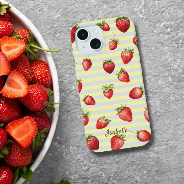 Strawberry Vanilla Stripes Personalise Iphone Case (Creator Uploaded)