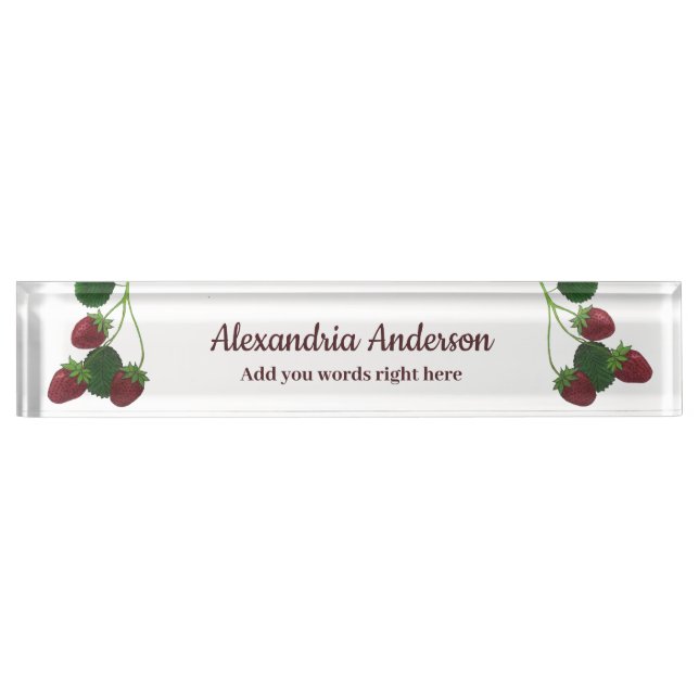 Strawberry Vine Desk Nameplate (Front)