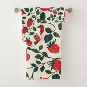 Strawberry Vine Pattern Bath Towel Set