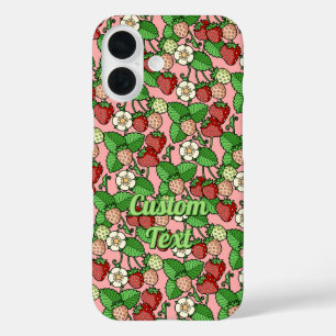 Strawberry Vine Pattern iPhone 16 Case
