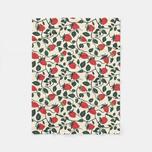 Strawberry Vine Pattern Fleece Blanket (Front)