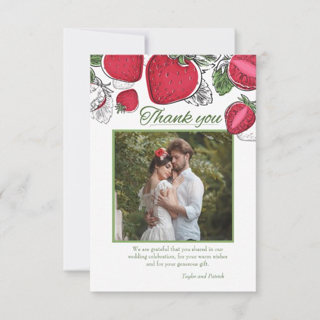 Strawberry Vine Photo Thank You Card (Front)