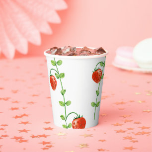 Strawberry Vine Red Berries Birthday Party Paper Cups