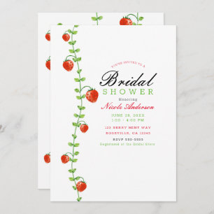 Strawberry Vine Red Berries Bridal Shower Invitation