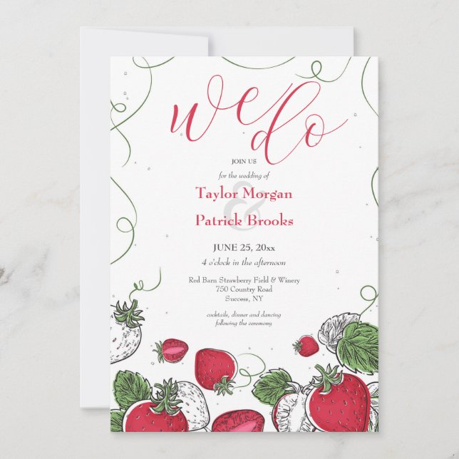 Strawberry Vine Wedding Invitation (Front)