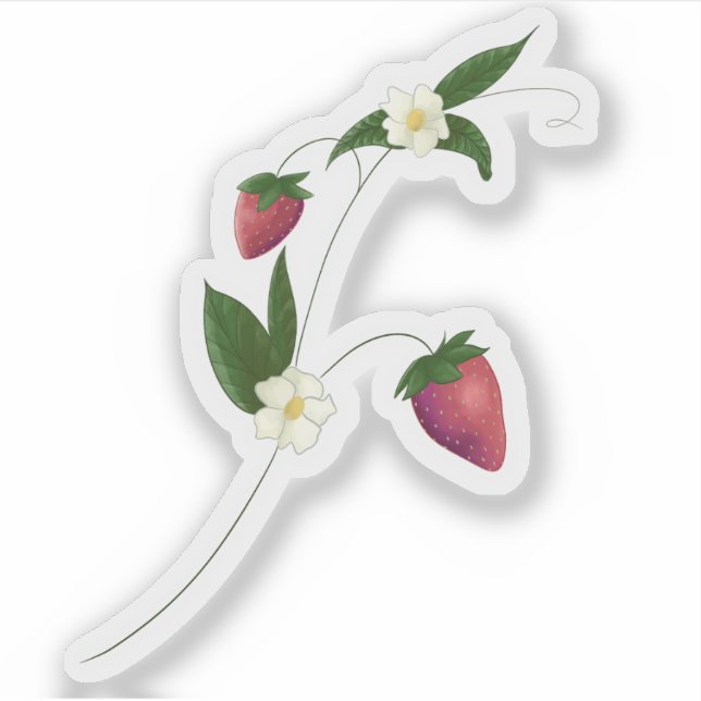 Strawberry Vine with flowers sticker  (Front)