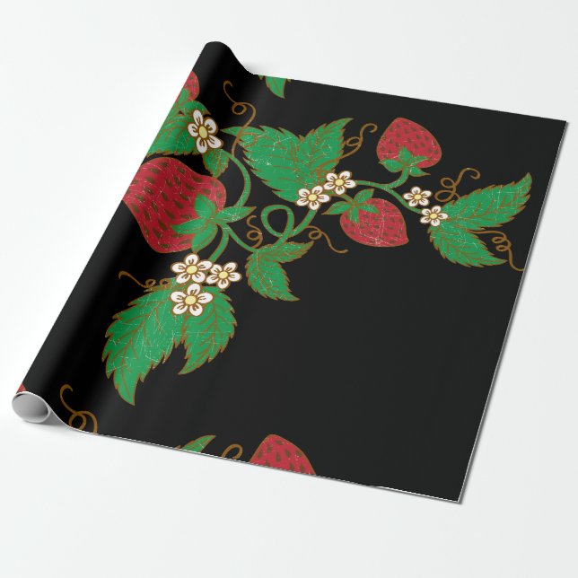 Strawberry Vine Wrapping Paper (Unrolled)