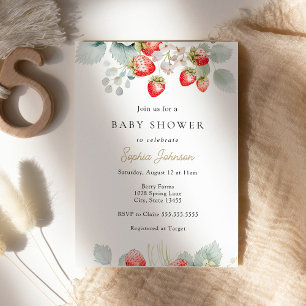 Strawberry Vines Berry Sweet Baby Shower Invitation