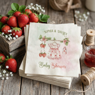Strawberry Vintage Girl Baby Shower  Napkin