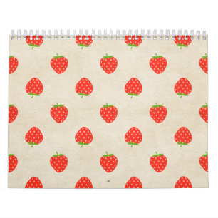 Strawberry Vintage Girly Rustic Strawberries Print Calendar