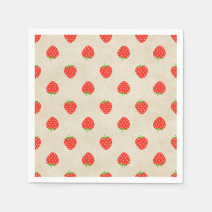 Strawberry Vintage Girly Rustic Strawberries Print Napkin