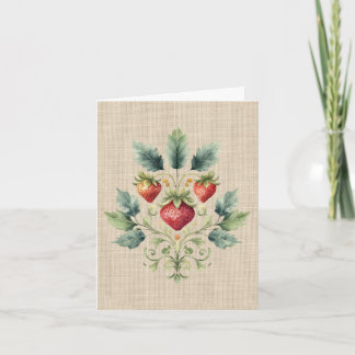 Strawberry Vintage Motif Note Card