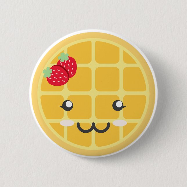 Strawberry Waffle 6 Cm Round Badge (Front)
