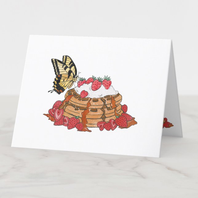 Strawberry Waffles and Butterfly Art Blank Thank You Card (Creator Uploaded)