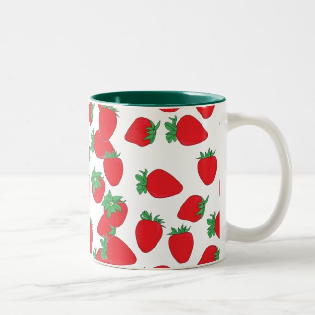 Strawberry Wallpaper Two-Tone Coffee Mug (Right)