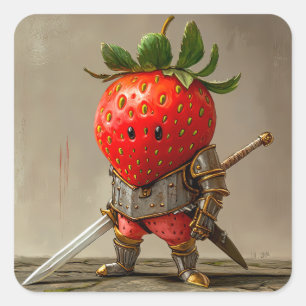 Strawberry Warrior Square Sticker