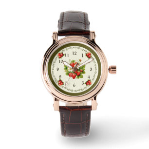 Strawberry Watch Loden Green Rosegold Color