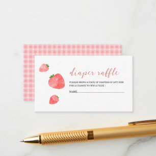 Strawberry Watercolor baby shower diaper raffle Enclosure Card