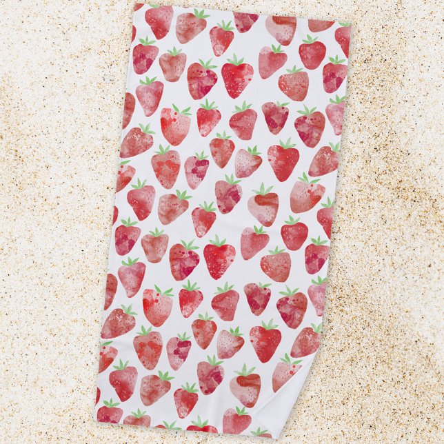 Strawberry Watercolor Beach Towel (Creator Uploaded)
