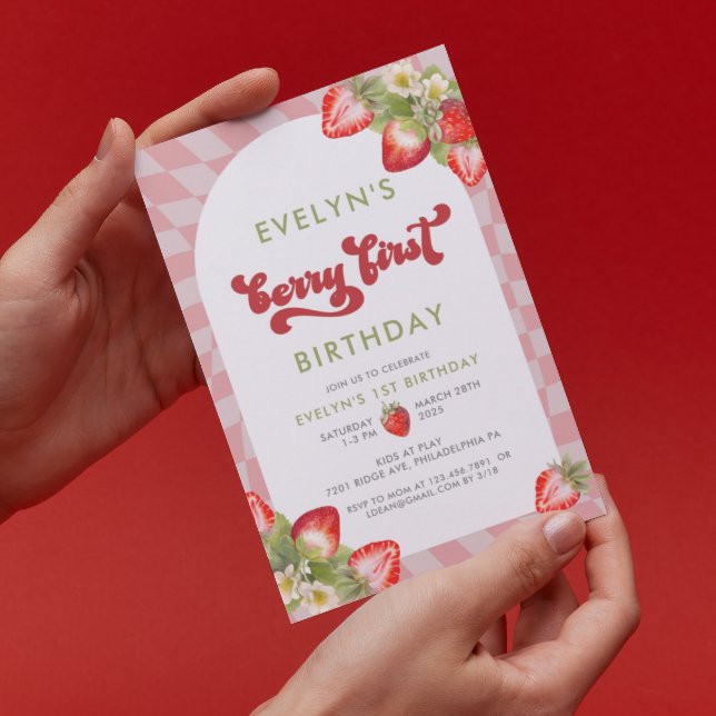 Strawberry Watercolor Berry First Birthday Invitation (Creator Uploaded)