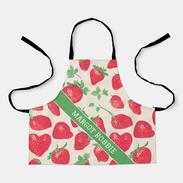 Strawberry Watercolor Colourful Pattern Apron (Front)