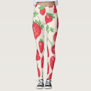 Strawberry Watercolor Colourful Pattern Leggings