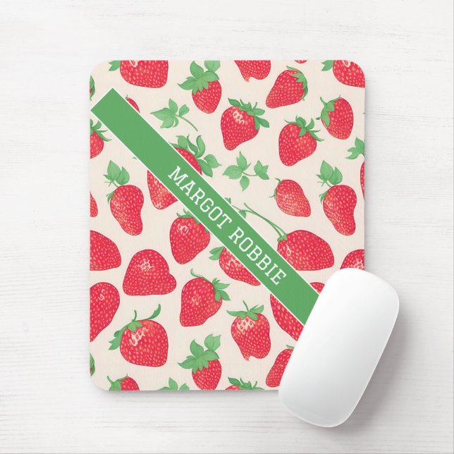 Strawberry Watercolor Colourful Pattern Mouse Mat (With Mouse)