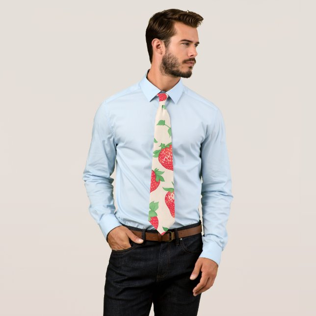 Strawberry Watercolor Colourful Pattern Tie (In Situ)