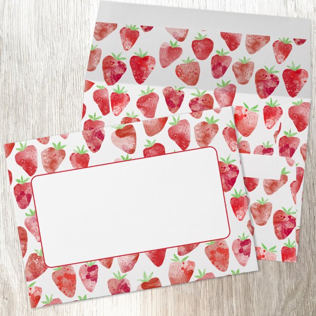Strawberry Watercolor Envelope (Strawberry watercolor pattern envelope)