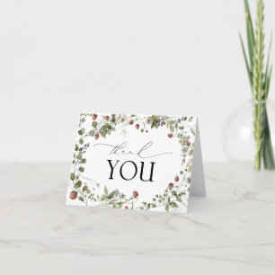 Strawberry Watercolor Floral Summer Thank You Card
